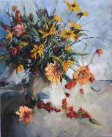 Tableau de Mick-Droux : fleurs jaune